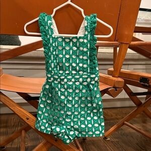 Janie and Jack Green Girls Romper